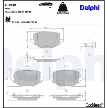 Brzdová destička Sada brzdových destiček, kotoučová brzda DELPHI LP3940