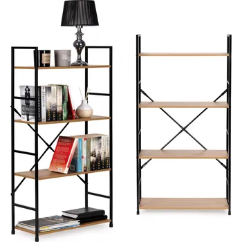 MODERNHOME Moderní široká dřevěná knihovna se 4 policemi LOFT