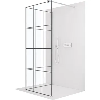 CERANO - Sprchová zástěna Walk-in Onyx Corner Round L/P - 8 mm - kulatá vzpěra - chrom, industriální sklo - 130x90x200 cm