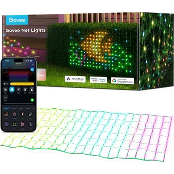 Venkovní osvětlení Govee RGBIC venkovní světelná síť Matter, 0,85 × 2,85 m