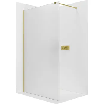 CERANO - Sprchová zástěna Walk-in Onyx Cube L/P - 8 mm - hranatá vzpěra - zlatá kartáčovaná, mléčné sklo - 30x200 cm