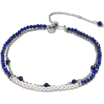 Náramek ORO Silver Výrazný náramek s lapisem a perlami - šperk pro ženu, která ví, kým je
