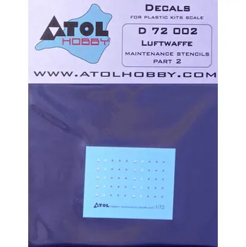 Plastikový model Atol hobby 1/72 Luftwaffe - maintenance stencils (part 2)