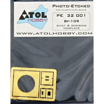 Plastikový model Atol hobby 1/32 Bf-109 rivet & scribing template (PE set)