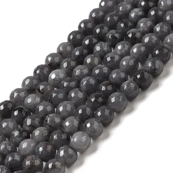 Dětské navlékací korálky Jadeit šedý fasetovaný 8 mm (návlek 48 - 50 korálků)