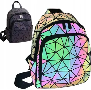 BATOH MĚSTSKÝ DÁMSKÝ ŠKOLNÍ MLÁDEŽNICKÝ REFLEXNÍ HOLO GEOMETRICKÝ FLUO