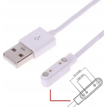 Ostatní příslušenství k chytrým hodinkám NABÍJEČKA USB KABEL PRO SMARTWATCH GARETT KIDS DT KW K22 7,62MM 2 PIN BÍLÁ