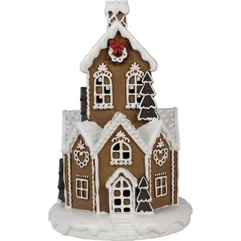 Vánoce Hnědá svítící perníková chaloupka Gingerbread House - Ø 21*33 cm / 3*AAA