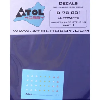Plastikový model Atol hobby 1/72 Luftwaffe - maintenance stencils (part 1)