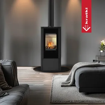 Krbová kamna Kratki Ocelová kamna na dřevo HATI Ø 150 5,5 kW černá