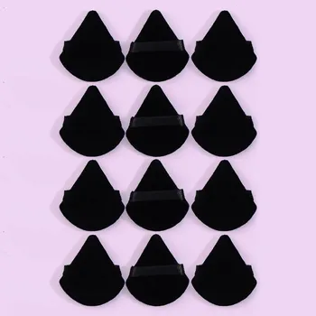 Měkká trojúhelníková houbička na makeup a pudr | kosmetické potřeby - 12 ks Černé