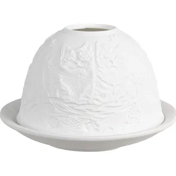 Svícen Bílý porcelánový svícen na čajovku s koťátky Paollo - Ø 12 * 8 cm