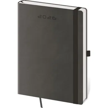 Diář Denní diář 2026 Helma A5 - Flexies tmavě šedý s poutkem