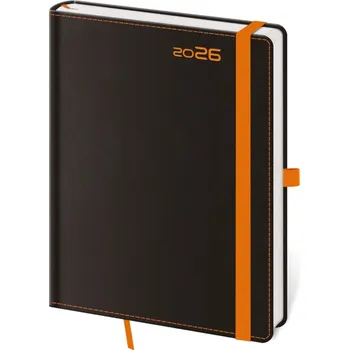 Diář Denní diář 2026 Helma A5 - Black Orange s poutkem