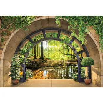 Fototapeta Fototapeta 3D LES Výhled Z Okna Krajina 368x254 cm