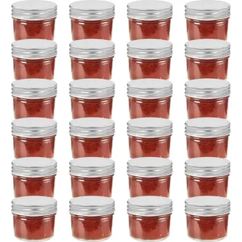 Dóza na potraviny vidaXL Zavařovací sklenice se mi víčky 24 ks 110 ml [50789] Barva: Stříbrná