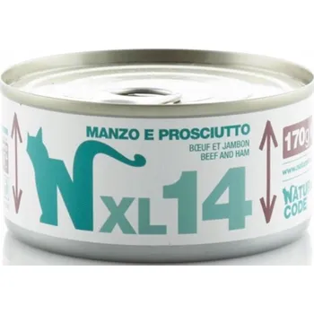 Krmivo pro kočku Natural Code Cat XL 14 Hovězí se Šunkou 170g