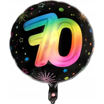 Balónek FÓLIOVÝ BALÓNEK FIESTA 70. NAROZENINY ČERNÝ 45 CM 1 KS BAREVNÝ POTISK