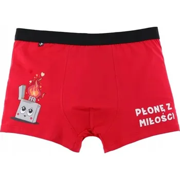 Pánské spodní prádlo 1 pár červených pánských bavlněných boxerek s nápisy MORAJ na Valentýna, velikost L