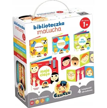 Knihovna CzuCzu Mini Knihovnička pro Batolata 4 Knížky: Tělo, Ovoce, Zvířata, Pocity 1+