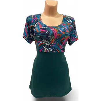 Dámská tunika Kombinovaná halenka AKAS, Barva Zelená, Velikost XL48, Materiál 96% Viskoza 4% Lycra