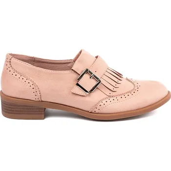 Dámské polobotky Růžové dámské semišové loafersy NC137P Velikost: 40
