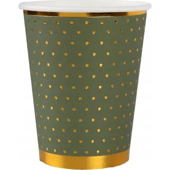 Party nádobí KELÍMKY ZLATÉ OLIVOVÉ TEČKY 270 ML 10 KUSŮ NAROZENINY