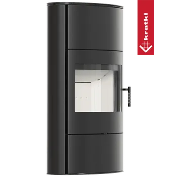 Krbová kamna Kratki Ocelová kamna na dřevo AB/S/2/ROLLO Vysoká 10 kW Ø 150 černá