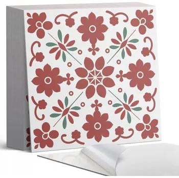 Obraz Sada samolepicích PVC dlaždic, květinový vzor s listy, 20 ks, 20x20 cm