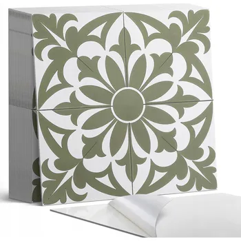 Obraz Sada samolepících PVC dlaždic Květinový vzor s listy 20 ks 20x20 cm