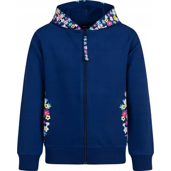 Dívčí mikina Dětská mikina dívčí bavlna tmavě modrá s květinami, velikost 122, s Kapuce, značka Endo