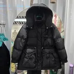 zimní péřová bunda – volný střih s kapucí a prošitím Barva: Černá, Velikost: ONE SIZE