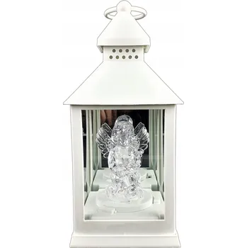 Smuteční dekorace Hřbitovní svíčka lucerna anděl 22.9 cm bílá