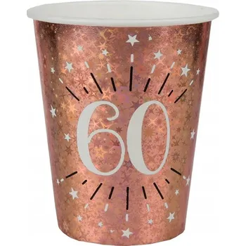 Party nádobí Kelímky k 60. narozeninám růžové zlato holo 10 ks
