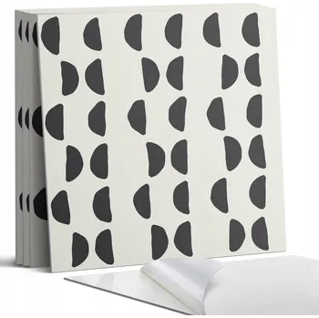 Dlažba Samolepicí PVC dlaždice Abstraktní vzor půlměsíců 4 ks 50x50 cm