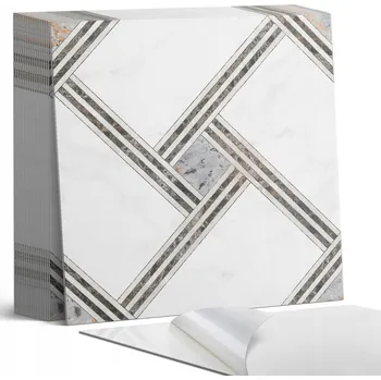 Dlažba Dekorativní vinylové dlaždice - Geometrický vzor s liniemi, 20 ks, 20x20 cm