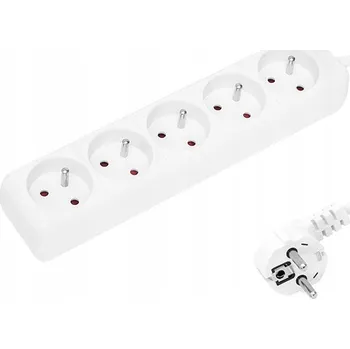 Napájecí kabel Prodlužovací Kabel s přepěťovou ochranou Rum-Lux 5 m, 5 ks bílý