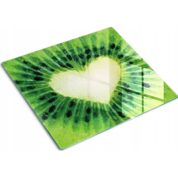 Obraz Ozdobná skleněná kuchyňská deska na krájení a servírování Kiwi Srdce 60x52 cm