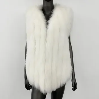 Dámská vesta kožešinová vesta z liščí kožešiny – elegantní bez rukávů Velikost: ONE SIZE, Barva (Varianta): Bílá