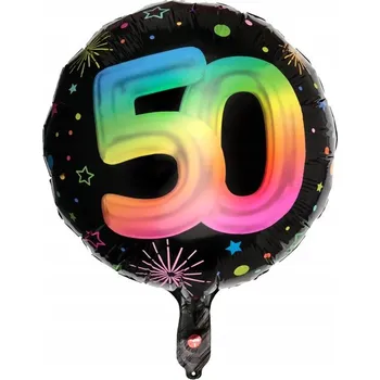 Balónek FÓLIOVÝ BALÓNEK FIESTA 50. NAROZENINY ČERNÝ 45 CM 1 KS BAREVNÝ POTISK