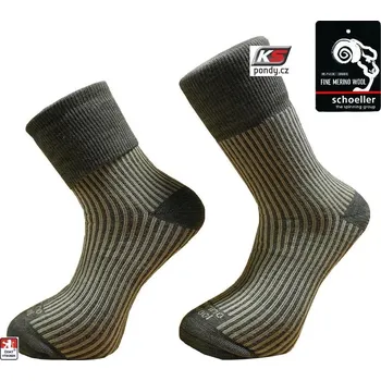 Pánské termo ponožky KS-MERIB zimní ponožky s MERINO vlnou Schoeller 45-47 Hnědá