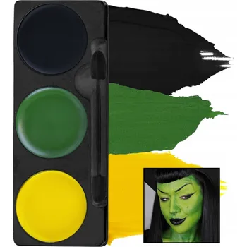 Oční stíny Mehron Makeup Tri-Color Palette Ghoul/Witch - Paletka tří barev pro líčení Ghoul/Čarodějnice, .7 oz (20 g)