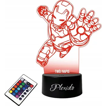 Lampička LAMPA na SKLE Iron Man Avengers 3D LED RGB DÁLKOVÝ OVLADAČ 16 BAREV