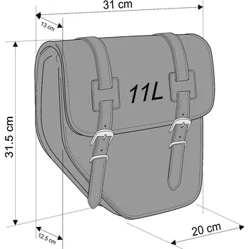 Zavazadlo na motocykl Kožená sedlová brašna CUSTOMACCES IBIZA APM002N černý left, with universal support KAWASAKI VN 900 Classic 2006-2016