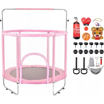 Trampolína VEVOR Trampolina Dla Dzieci Z Siatką 147CM Różowy 3 Regulowane Wysokości