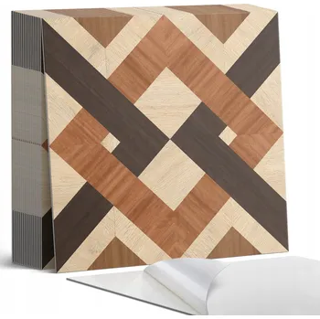 Dlažba Balíček vinylových PVC dlaždic - Geometrický vzor dřeva, 20 ks, 20x20 cm