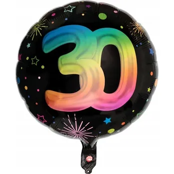 Balónek FÓLIOVÝ BALÓNEK FIESTA 30. NAROZENINY ČERNÝ 45 CM 1 KS BAREVNÝ POTISK