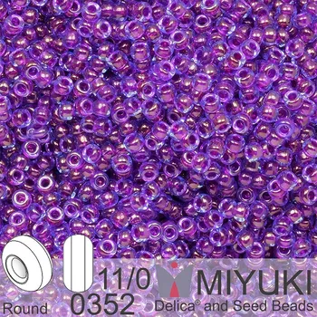 Korálek Korálky Miyuki Round 11/0. Barva 0352 Fuchsia Lined Aqua Luster. Balení 5g.