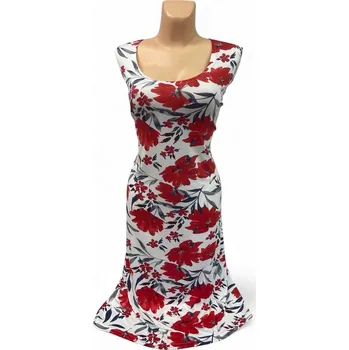 Dámské šaty Dlouhé šaty na ramínka ELIŠKA, Barva Červená, Velikost XXXL 54, Materiál 96% Viskoza 4% Lycra