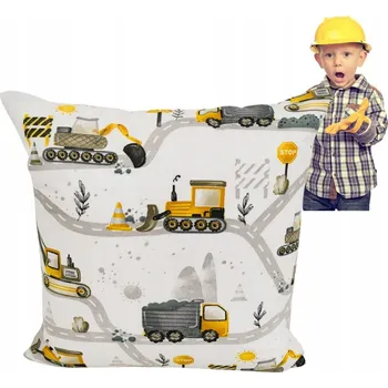 Povlak na dekorativní polštářek Povlak na polštáře 40 x 40 cm Głęboki Sen Bagry/Stavební stroje